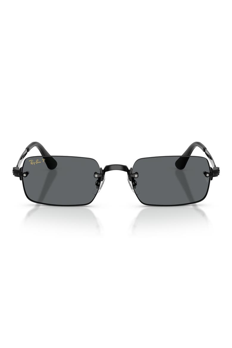 54mm Polarized Oval Sunglasses, Main, color, BLACK / DARK GREY POLAR