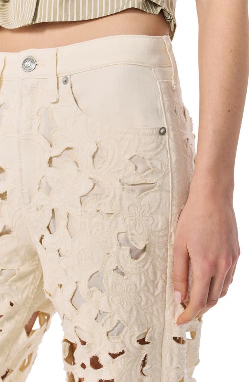 Rag & Bone Womens Blue Logan Floral Cut-out Wide-leg Denim Jeans