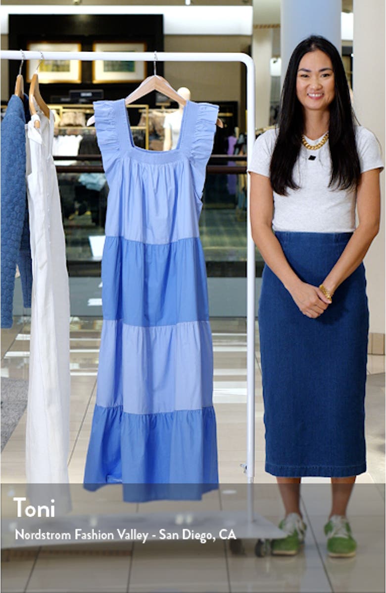 Flutter Sleeve Colorblock Cotton Midi Dress, sales video thumbnail