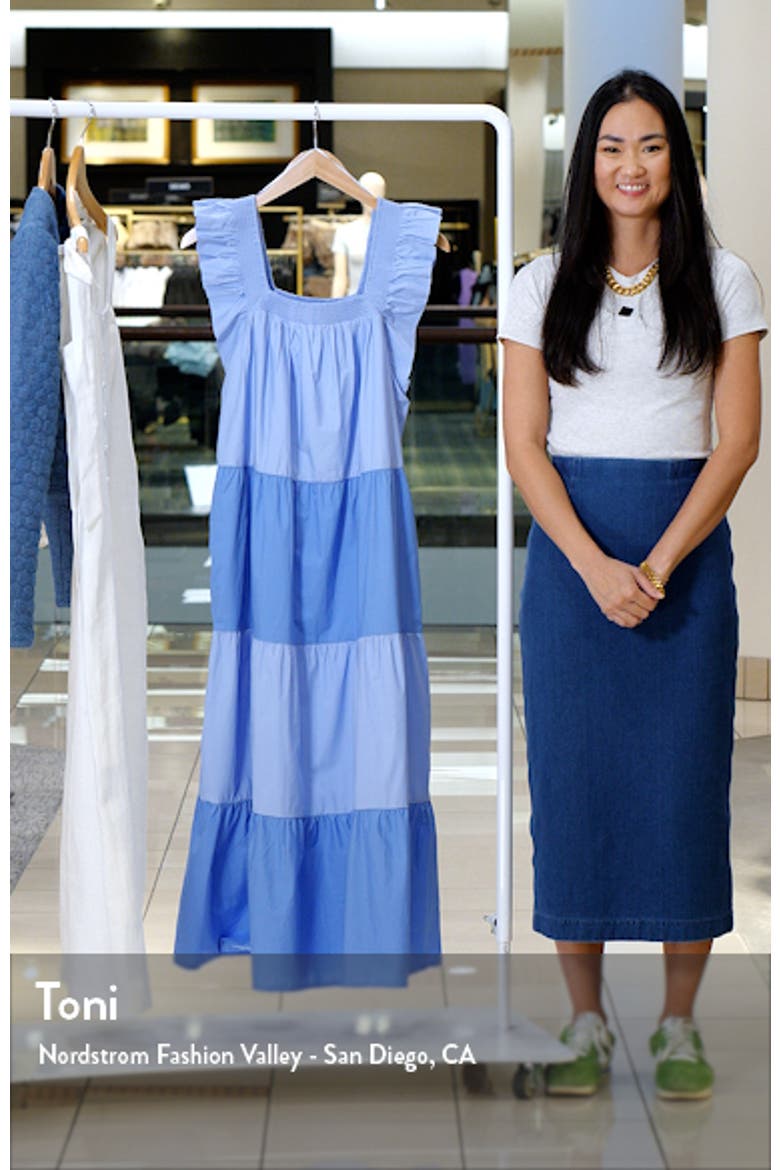 Flutter Sleeve Colorblock Cotton Midi Dress video
