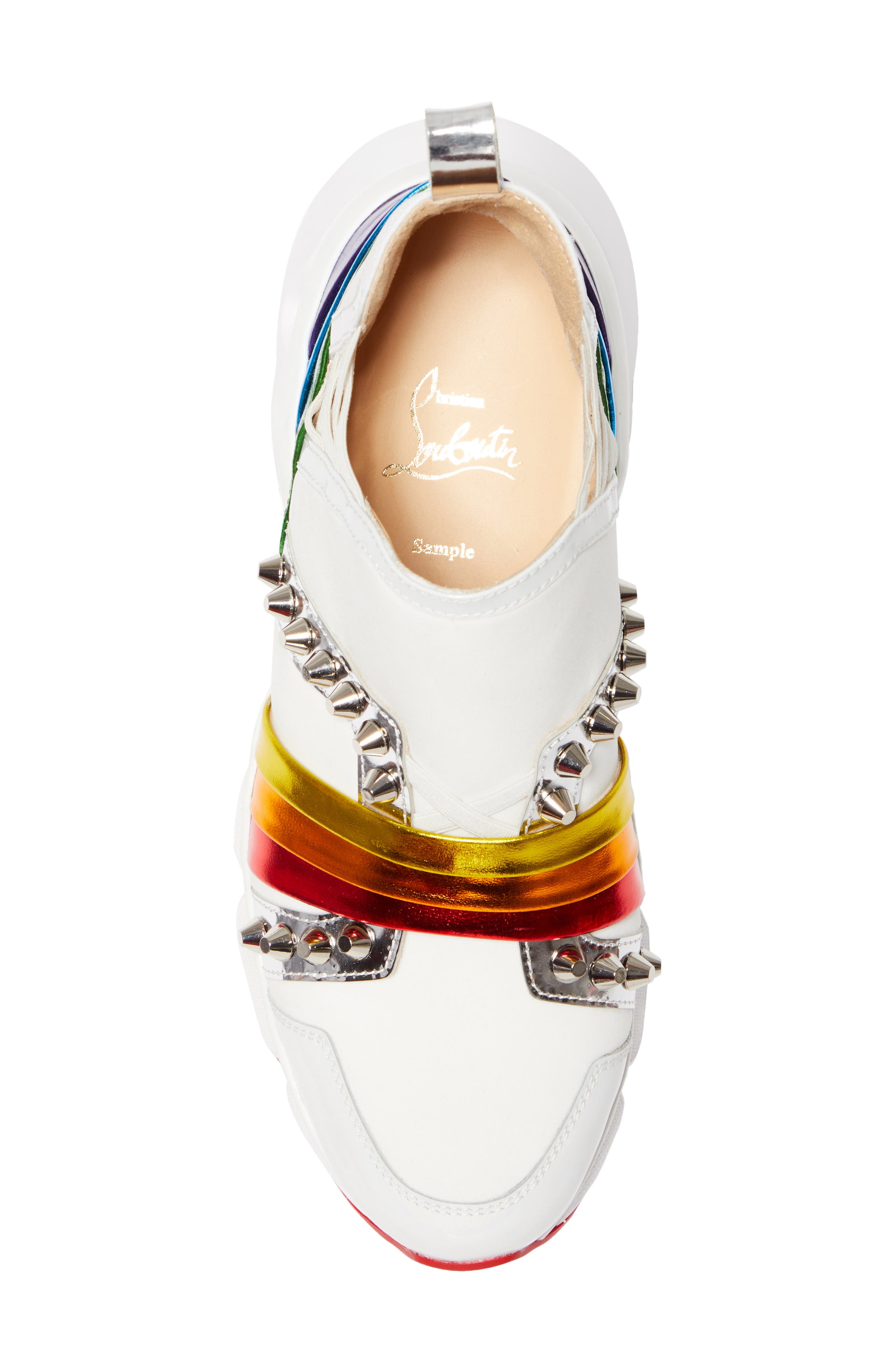 Christian Louboutin 123 Run Studded Rainbow Slip-On Sneaker, Alternate, color, 
