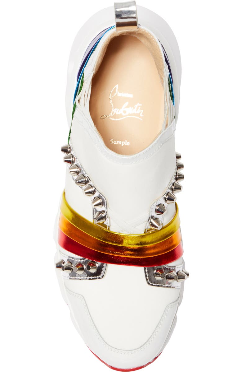 Christian Louboutin 123 Run Studded Rainbow Slip-On Sneaker, Alternate, color,