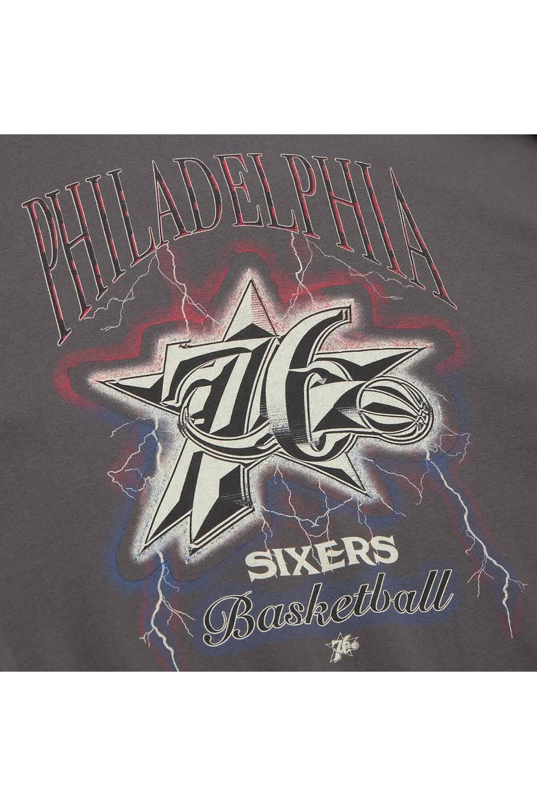 Women's Mitchell & Ness Charcoal Philadelphia 76ers Hardwood Classics Lightweight Pullover Sweatshirt, Alternate, color, Charcoal