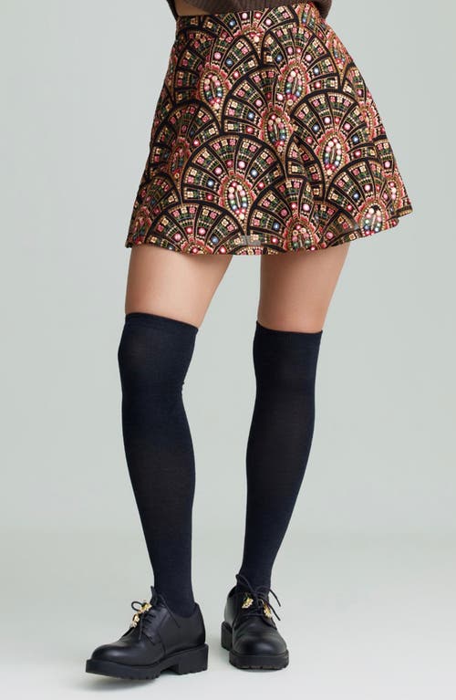 Holichic Riley Embroidered Foil Miniskirt In Multi