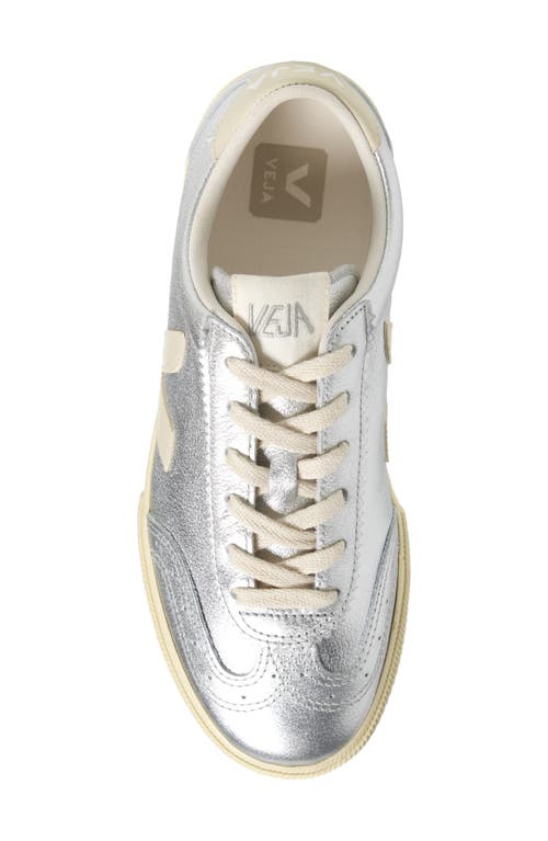Veja Low-top Metallic Finish Rubber Sole Sneaker In Silver Pierre