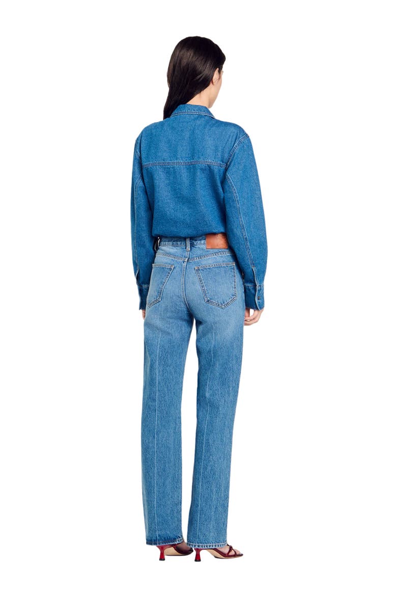 Denim shirt bodysuit, Alternate, color, Blue jean