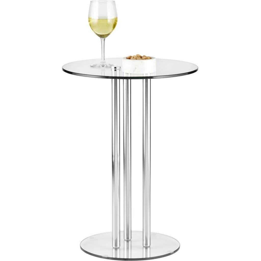 Idesign 16" Milan Glass Steel Drink Table In Silver