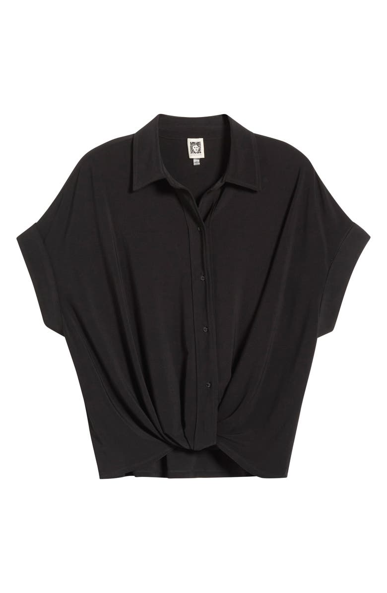 Anne Klein Twist Front Button-Up Shirt, Alternate, color,