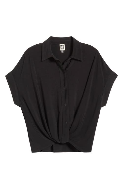 Anne Klein Womens Solid Twist Front Button Down Textured Crepe Knit Top Xxs P Xxl