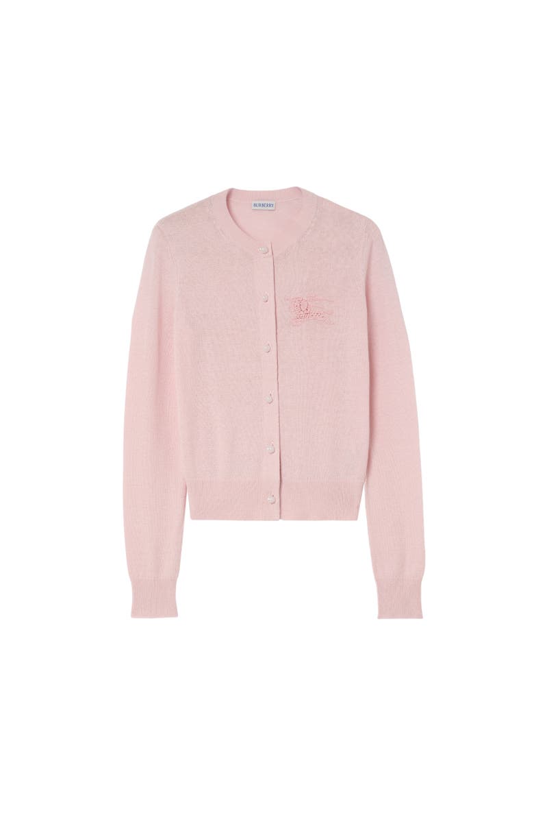 Burberry Knight Cotton Wool Cardigan, Alternate, color, Mallow Pink