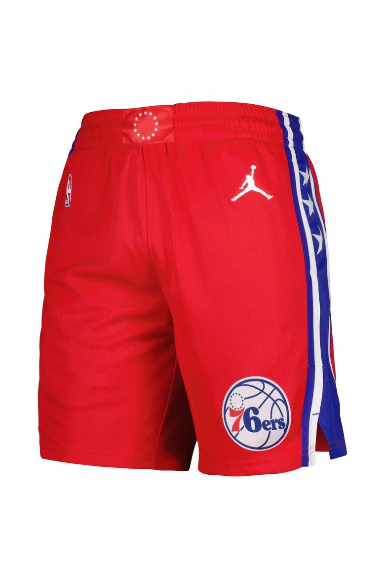 Men's Jordan Brand Red Philadelphia 76ers 2022/2023 Statement Edition Swingman Performance Shorts, Alternate, color, Red