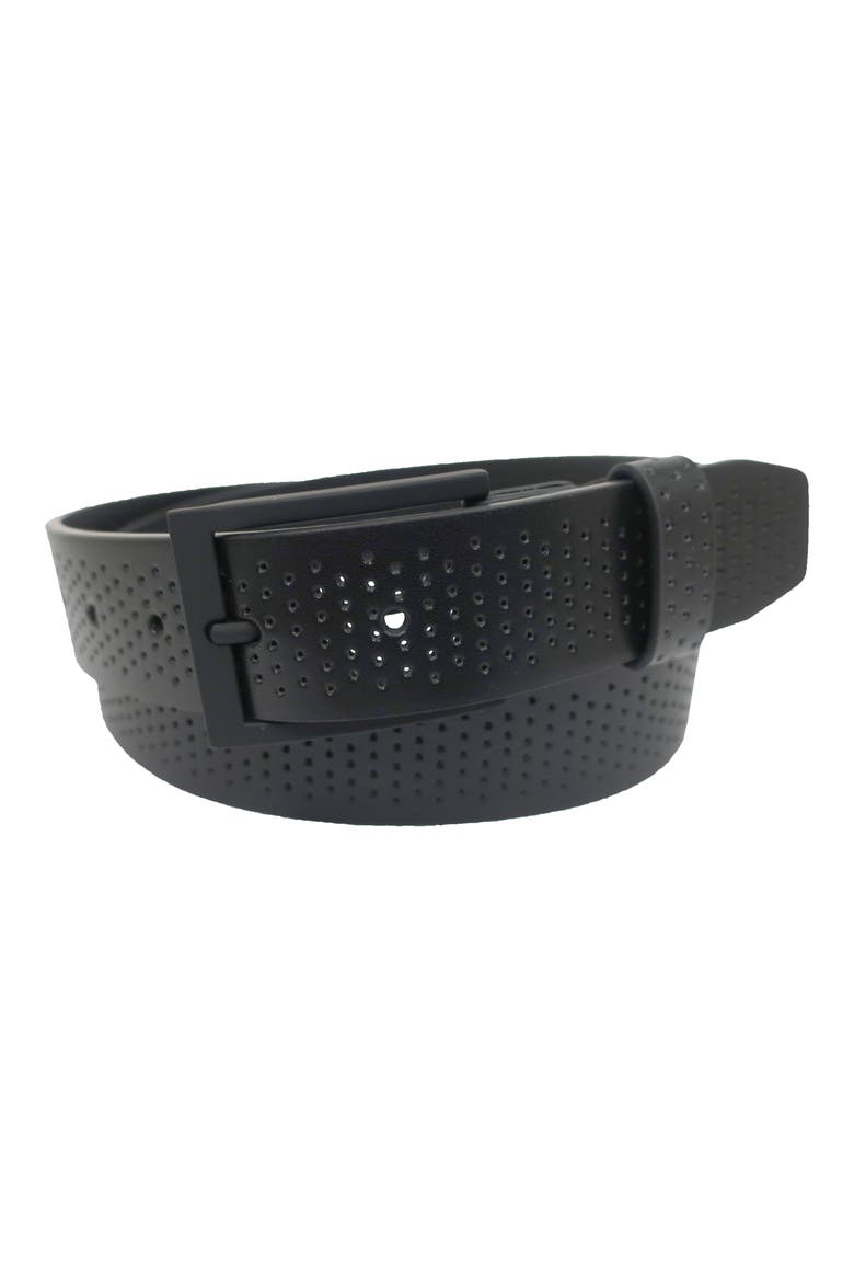 Perforated Faux Leather Belt, Alternate, color, BLACK