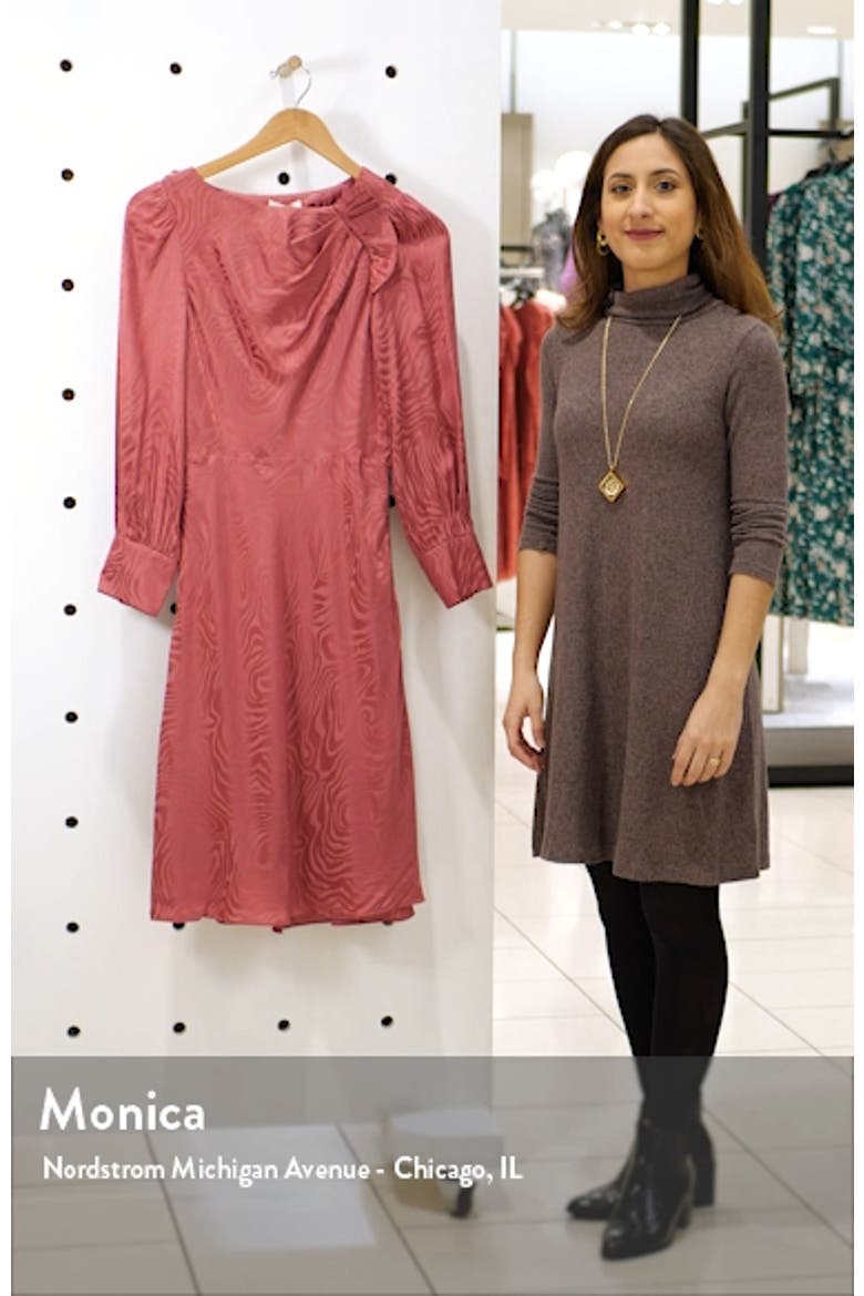 Swirl Jacquard Long Sleeve Silk Blend Dress video