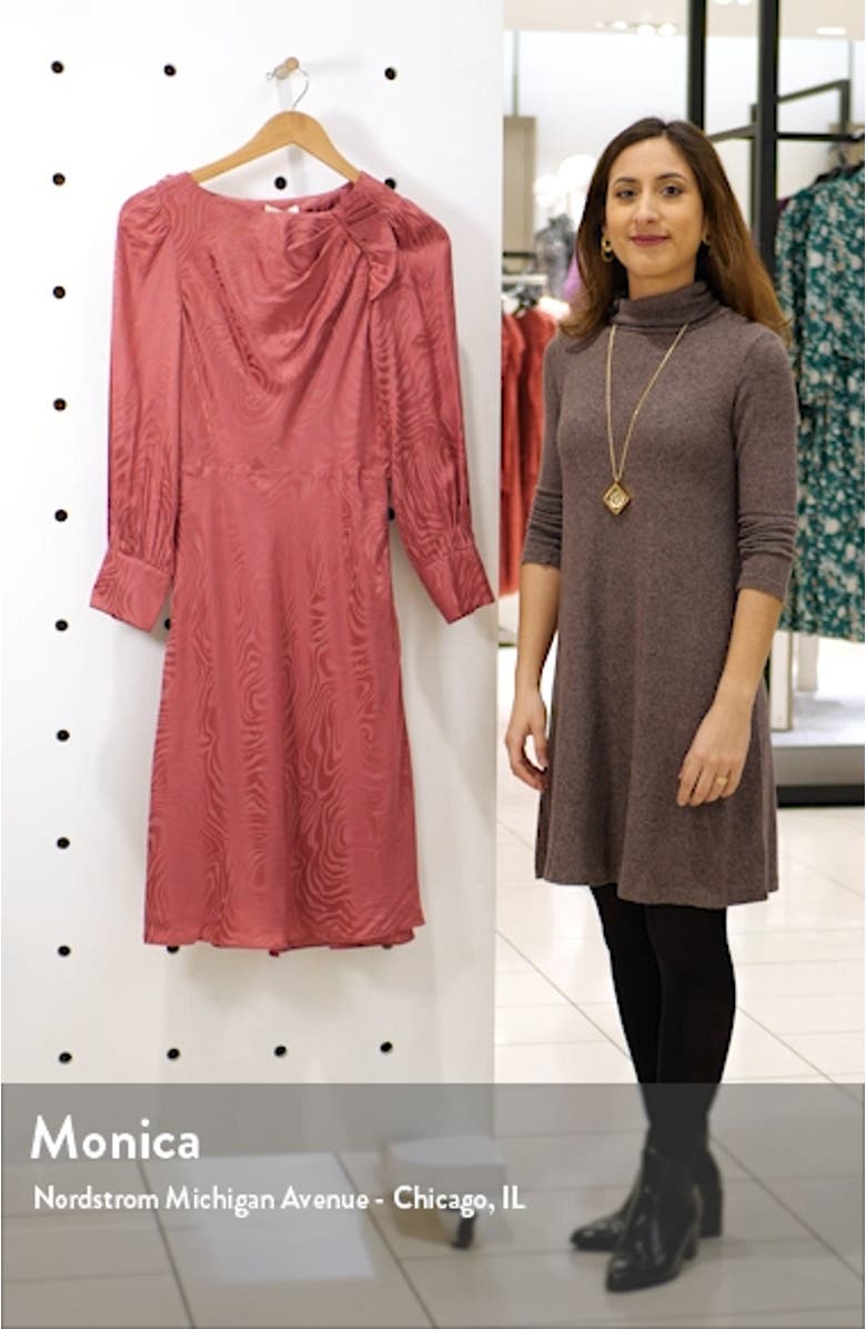 Swirl Jacquard Long Sleeve Silk Blend Dress, sales video thumbnail