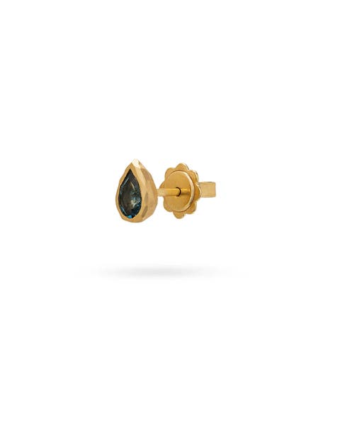 Single Drop Stud Deep Blue Topaz
