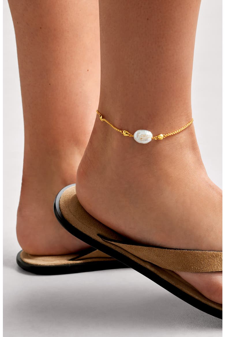 Sol Pearl Anklet, Alternate, color, Gold