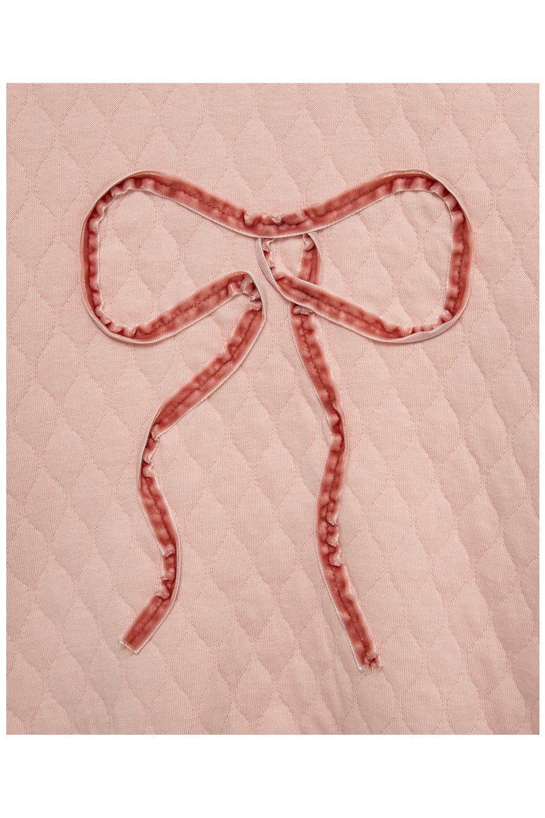 Bow Appliqué Quilted Crewneck Sweatshirt & Ribbed Leggings Set, Alternate, color, PINK