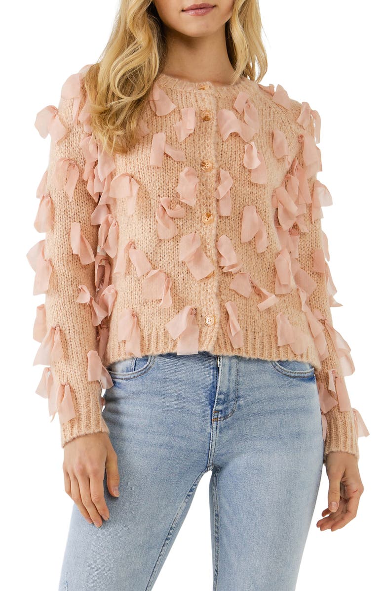 Free the Roses Ribbon Tie Cardigan, Alternate, color, 