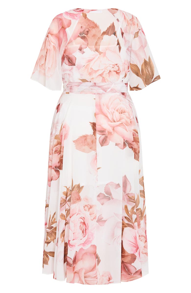 City Chic Lover's Lane Floral Tulip Hem Wrap Maxi Dress, Alternate, color, Sunlit Petals