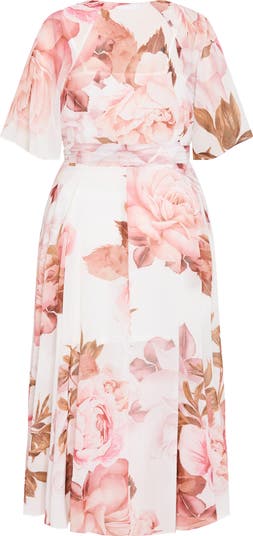 Lover's Lane Floral Tulip Hem Wrap Maxi Dress