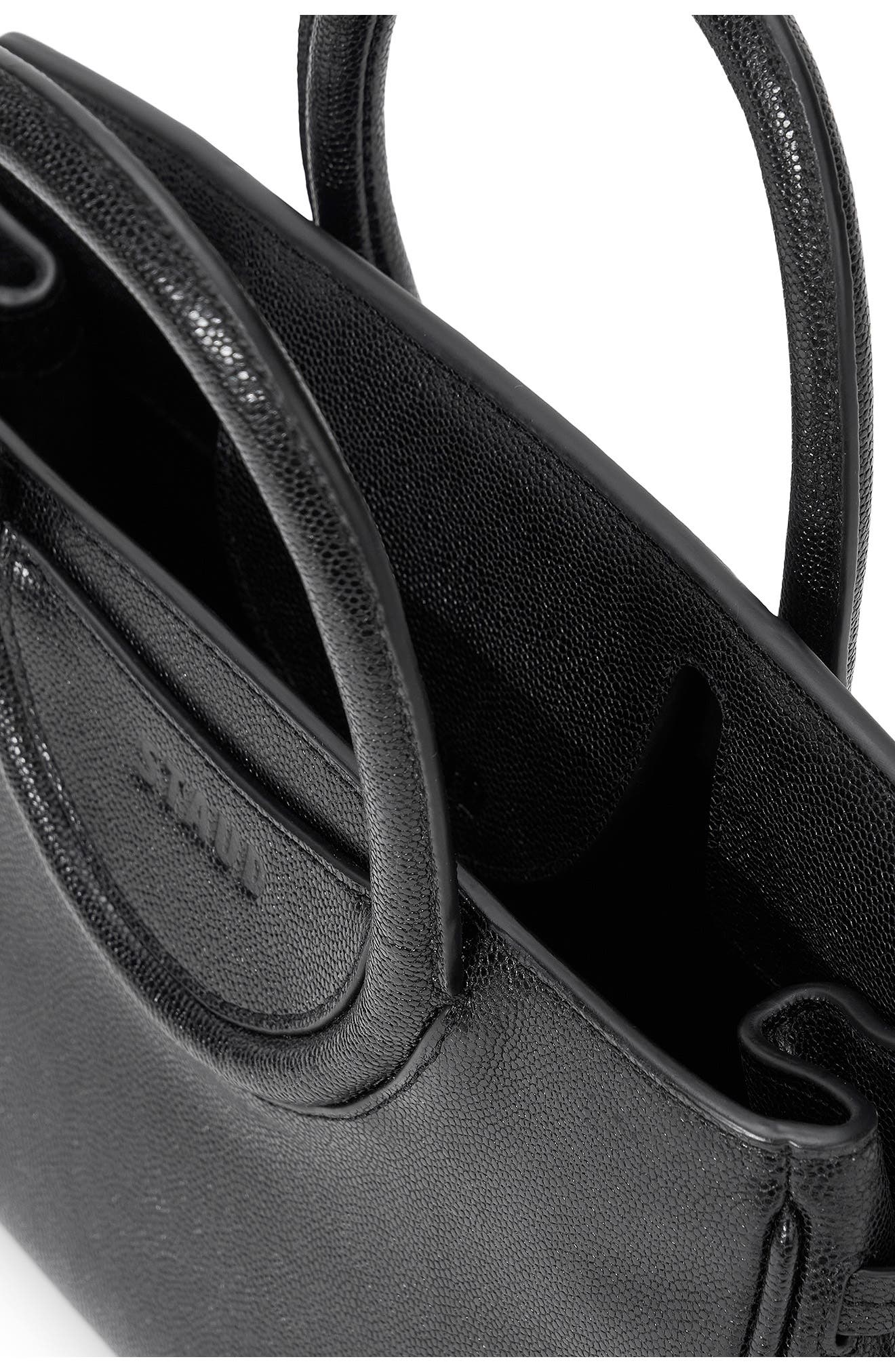 STAUD Mini Maude Leather Carryall Bag, Alternate, color, Black