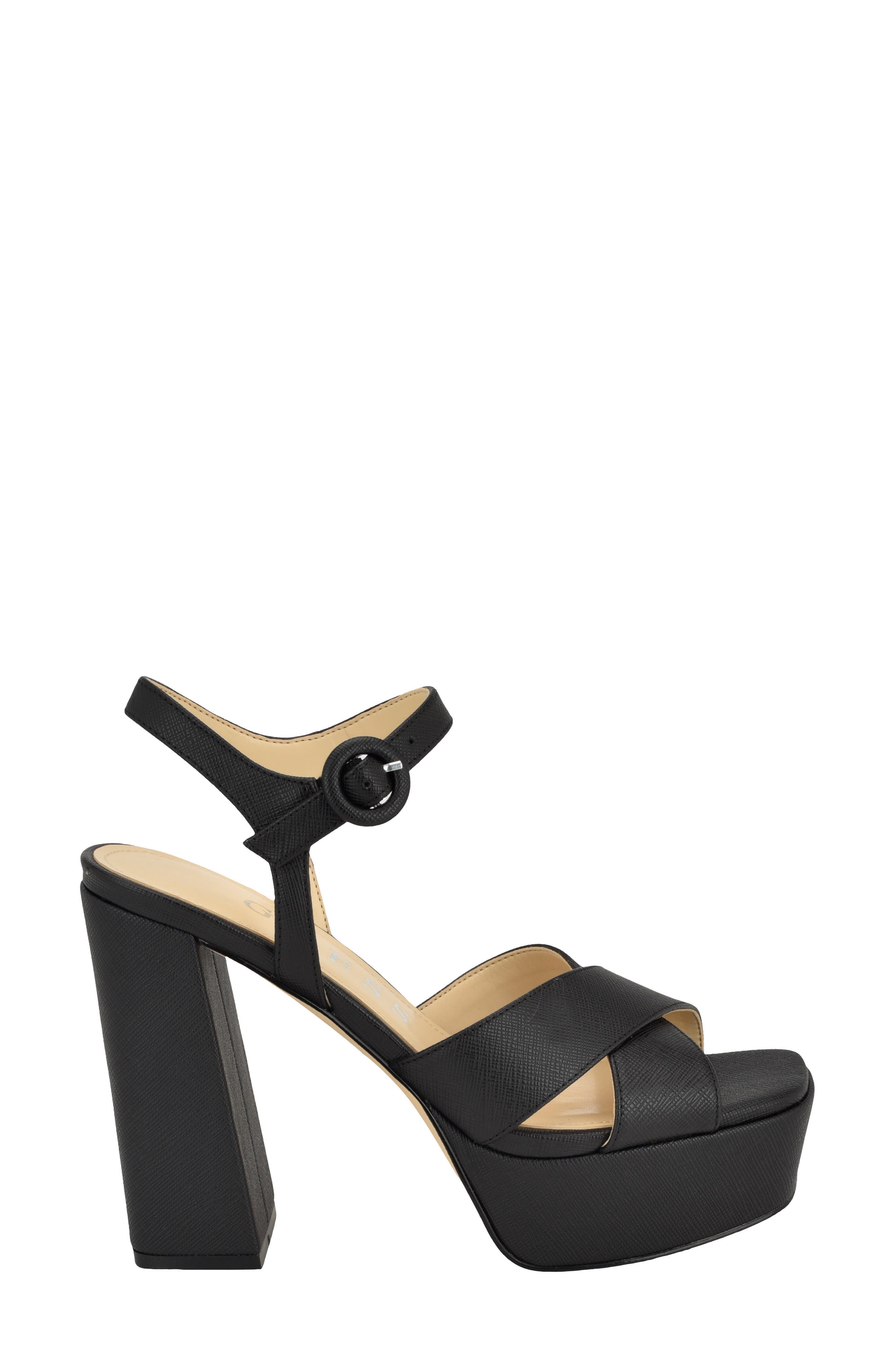 GUESS Vallenn Ankle Strap Platform Sandal, Alternate, color, Black 002