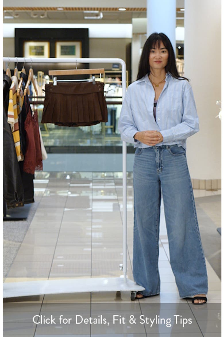 Pleated Low Rise Faux Leather Miniskort video