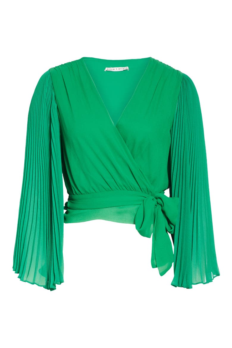 Bray Pleat Sleeve Wrap Top, Alternate, color, JUNIPER