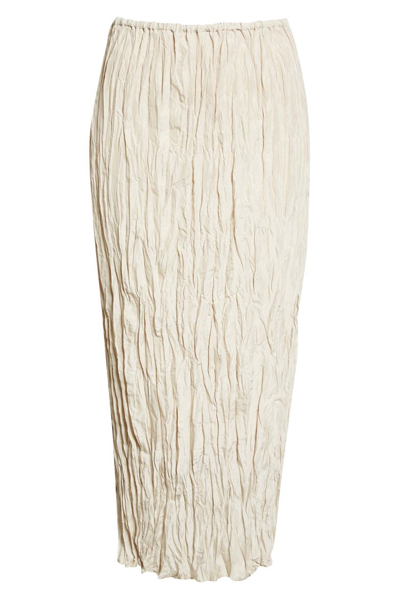 Crinkled Silk Midi Skirt, Alternate, color, LIGHT HAY