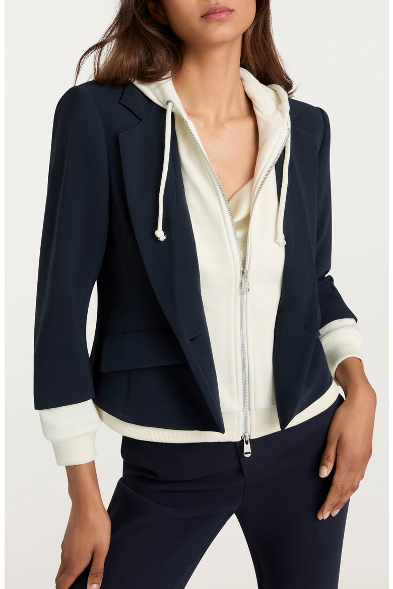 Le Petite Khloe Zip-Up Hoodie Blazer, Main, color, NAVY/ IVORY