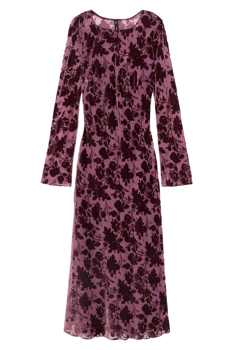 velvet floral long sleeve dress Poised Romance Floral Velvet Burnout Maxi Dress in Forest S / Forest