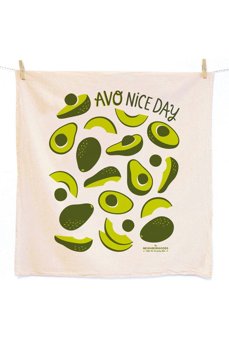 Avocado Dish Towel + Sponge Cloth Gift Set, Main, color, Green