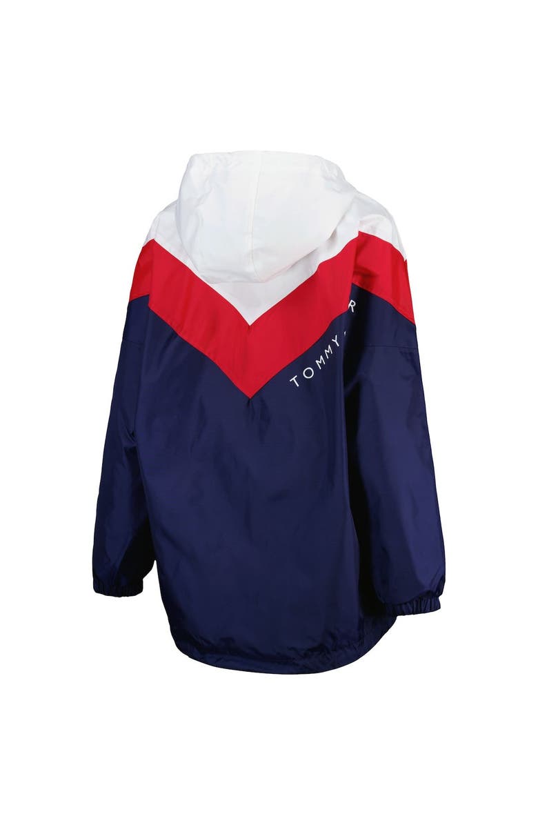 Tommy Hilfiger Women's Tommy Hilfiger White/Red New England Patriots Staci Half-Zip Hoodie Windbreaker Jacket, Alternate, color, White