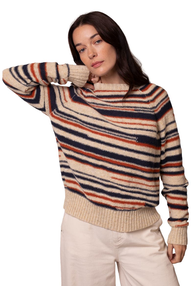 Donegal Broken Stripe Sweater, Alternate, color, Oatmeal Fleck Multi