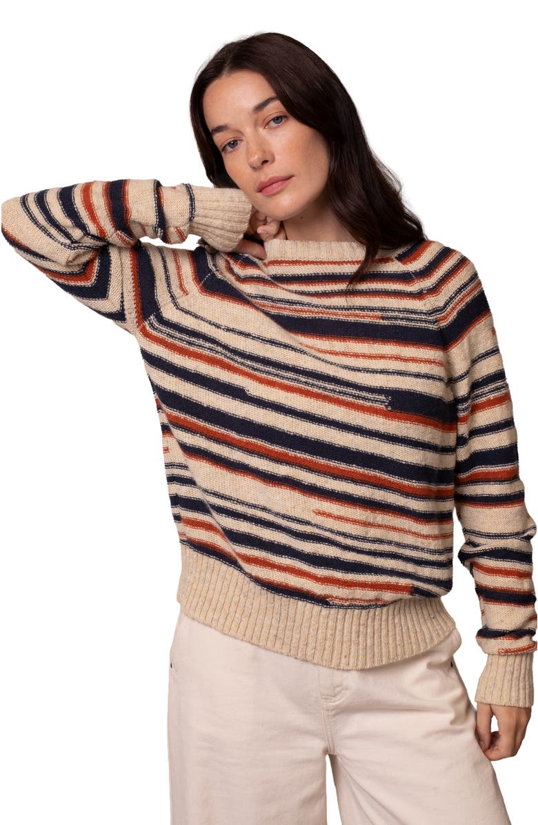 Celtic & Co. Donegal Broken Stripe Sweater, Alternate, color, Oatmeal Fleck Multi