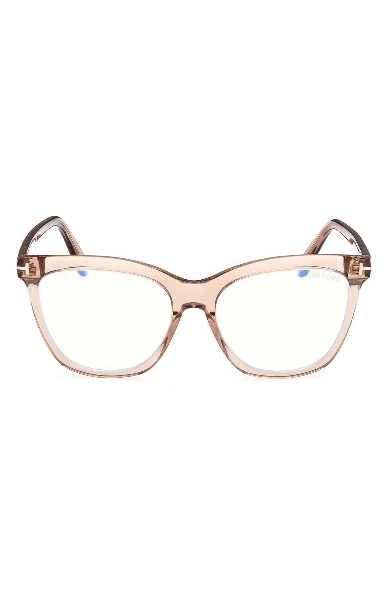 TOM FORD 54mm Butterfly Blue Light Blocking Optical Glasses, Main, color, Rose Champagne / Blue Block