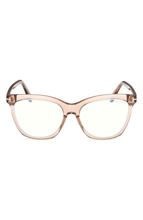 Tom Ford 54mm Butterfly Blue Light Blocking Optical Glasses In Rose Champagne/blue Block