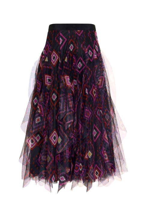 Printed Tull Skirt