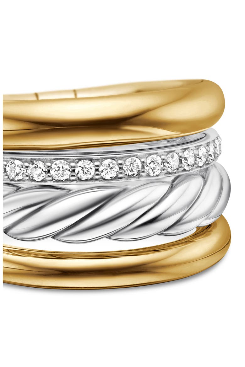 Mercer Mixed Metal & Diamond Stack Ring, Alternate, color, STERLING SILVER/ 18KY GOLD
