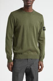 Stone Island Compass Patch Virgin Wool Crewneck Sweater