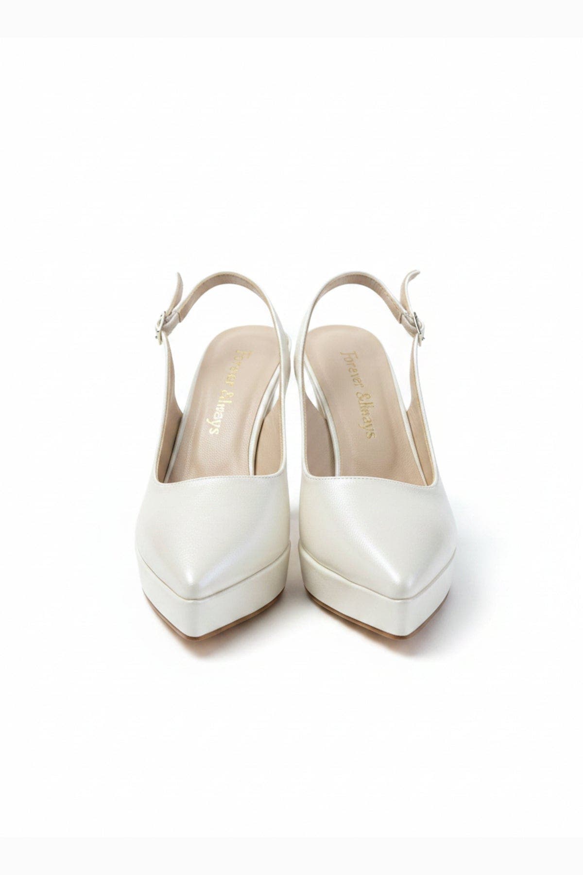 Forever & Always Shoes Corin Pointed Toe Slingback Wedding Platform Pump, Alternate, color, Ivory