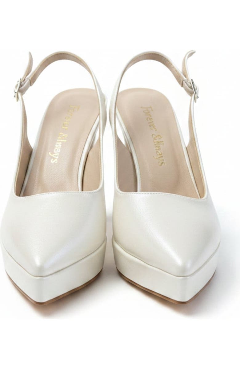 Forever & Always Shoes Corin Pointed Toe Slingback Wedding Platform Pump, Alternate, color, Ivory