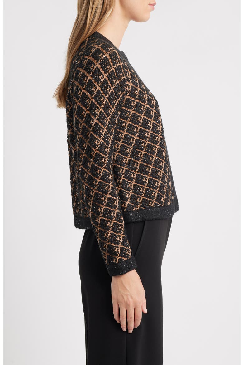 Kissing Plaid Sequin Cardigan, Alternate, color, ANNE BLACK/ VICUNA
