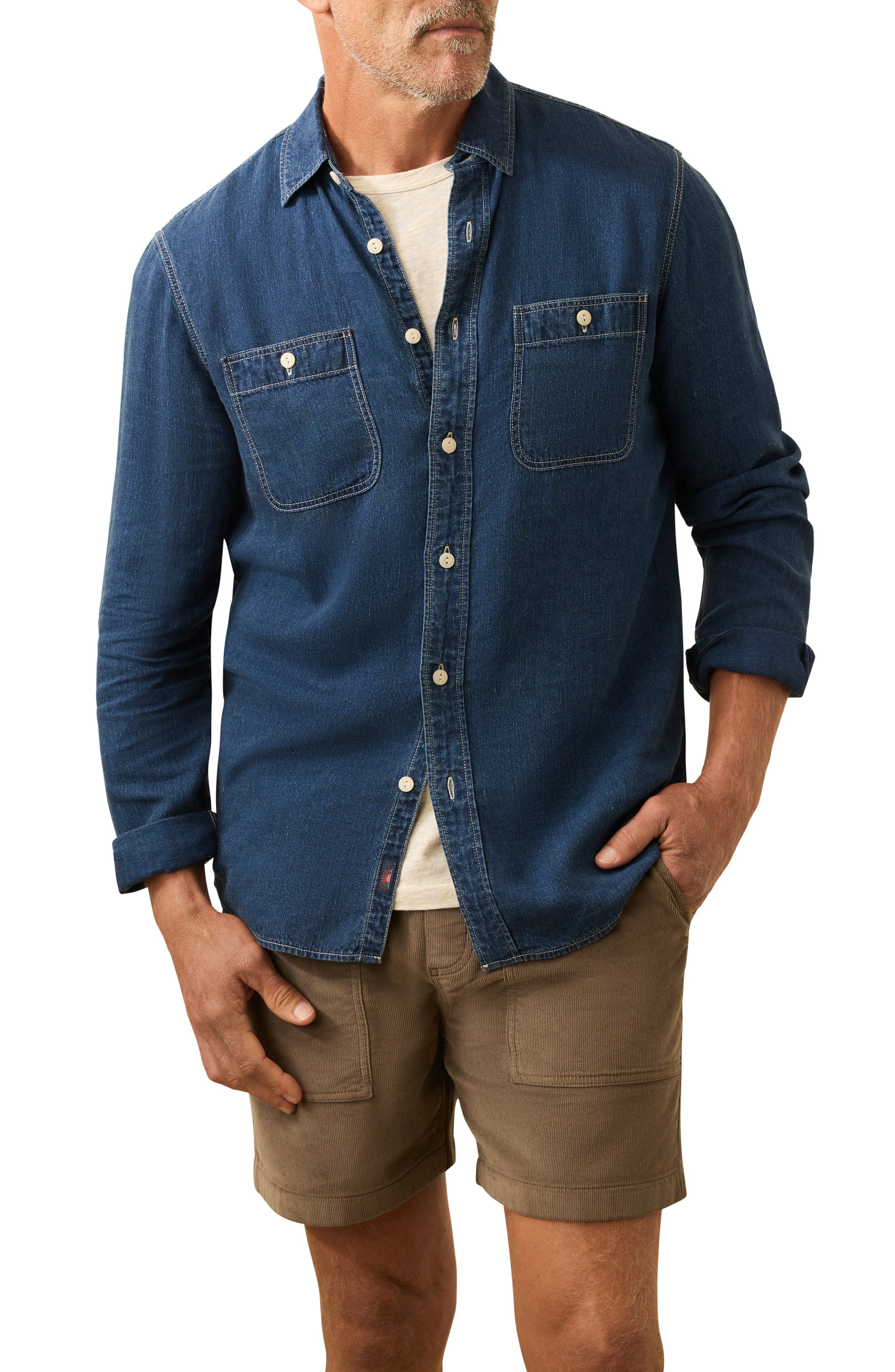 Faherty The Tried & True Lyocell & Linen Chambray Button-Up Shirt