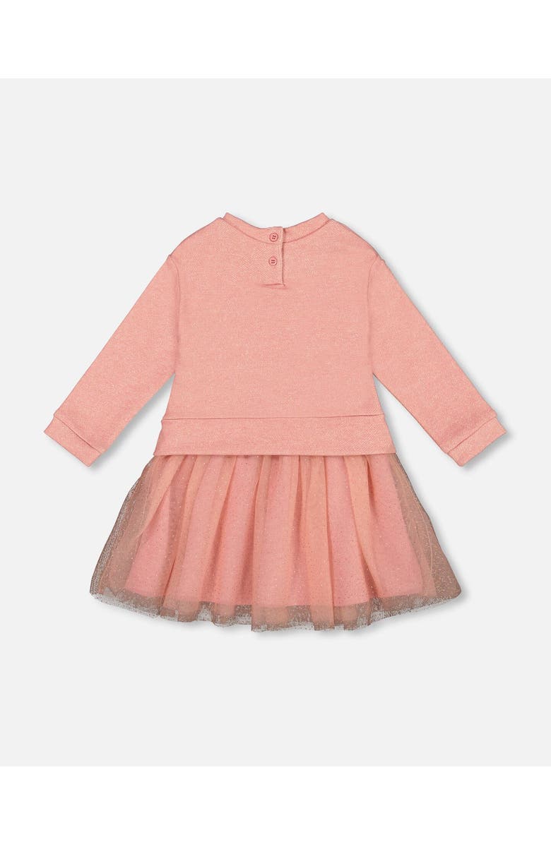 Deux par Deux Bi-Material Dress with Mesh Skirt and Unicorn, Alternate, color, Dusty Pink
