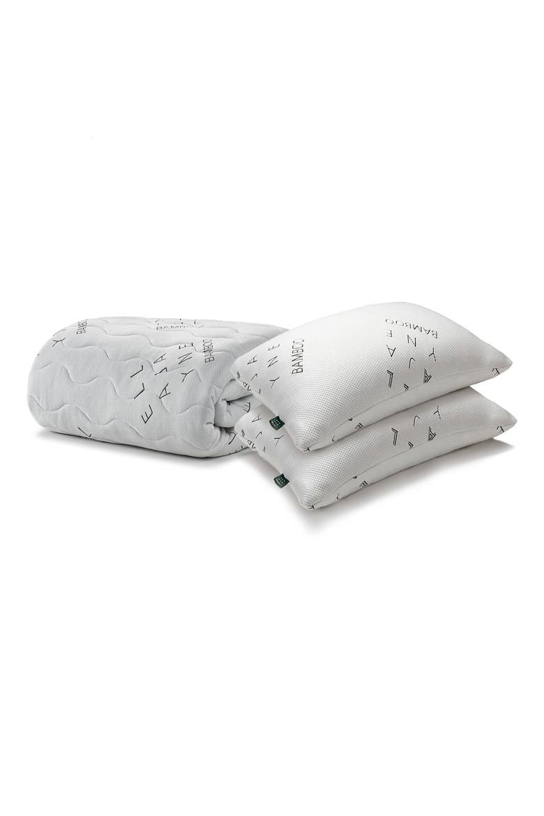 Mattress Protector & Shredded Memory Foam Pillow Set, Main, color, WHITE
