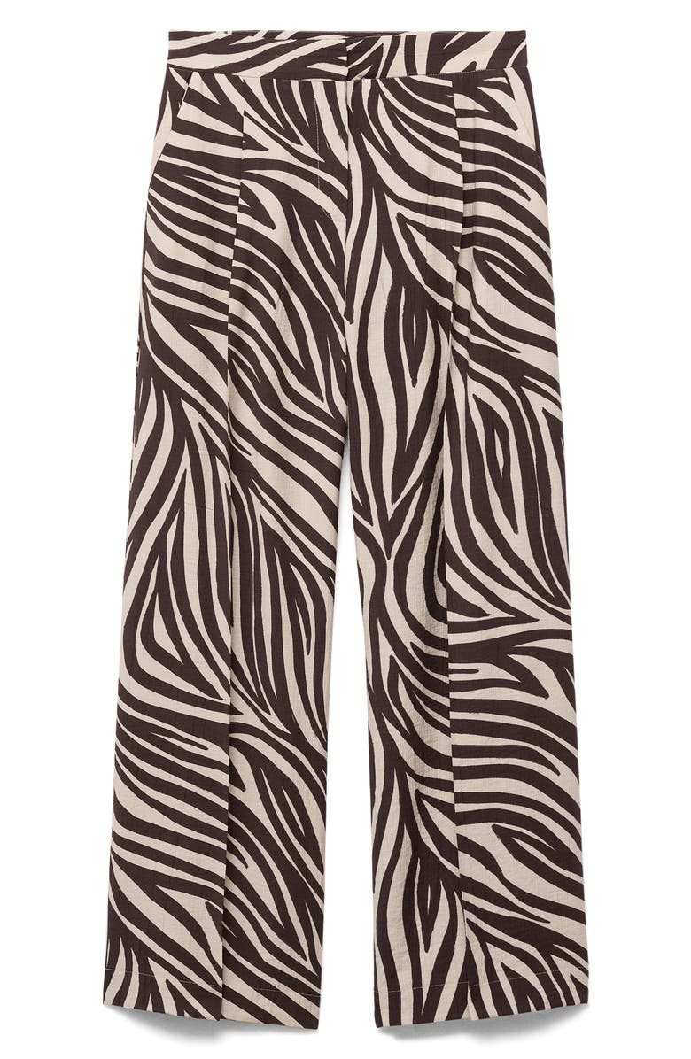 MANGO Zebra Print Straight Leg Pants, Alternate, color, Black