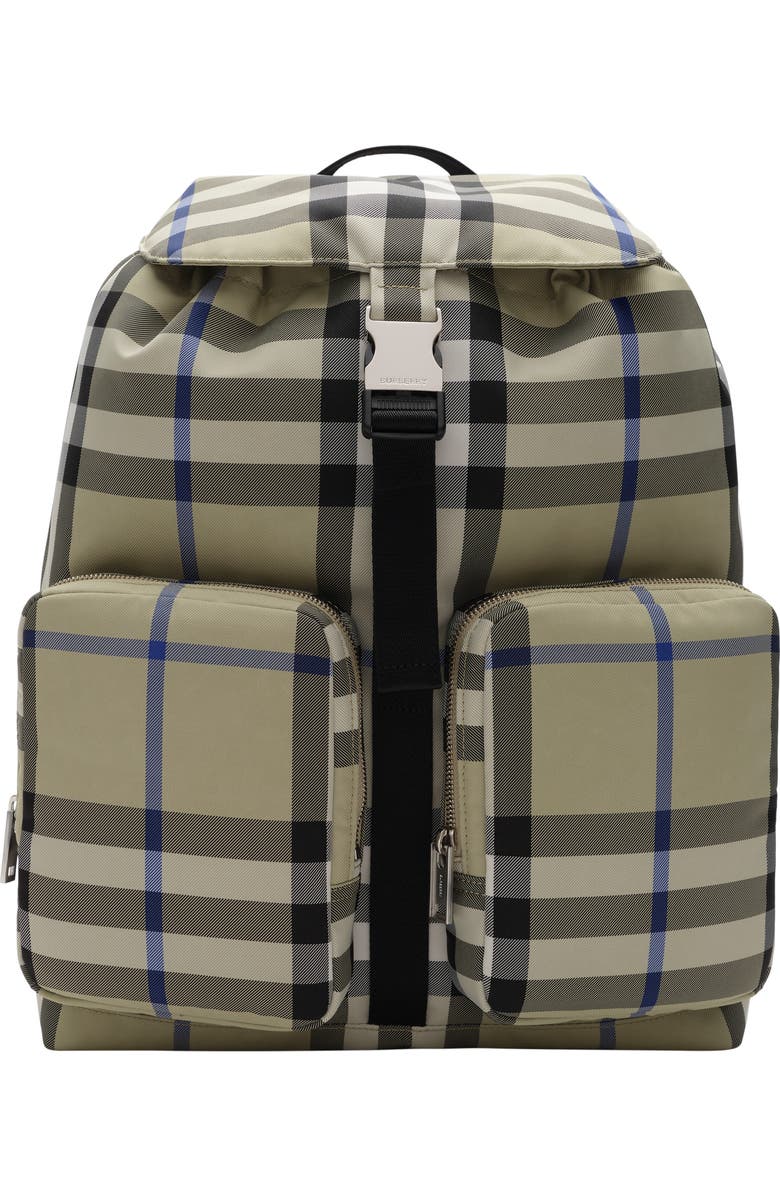 Burberry Medium Check Backpack, Main, color, Lichen Beige