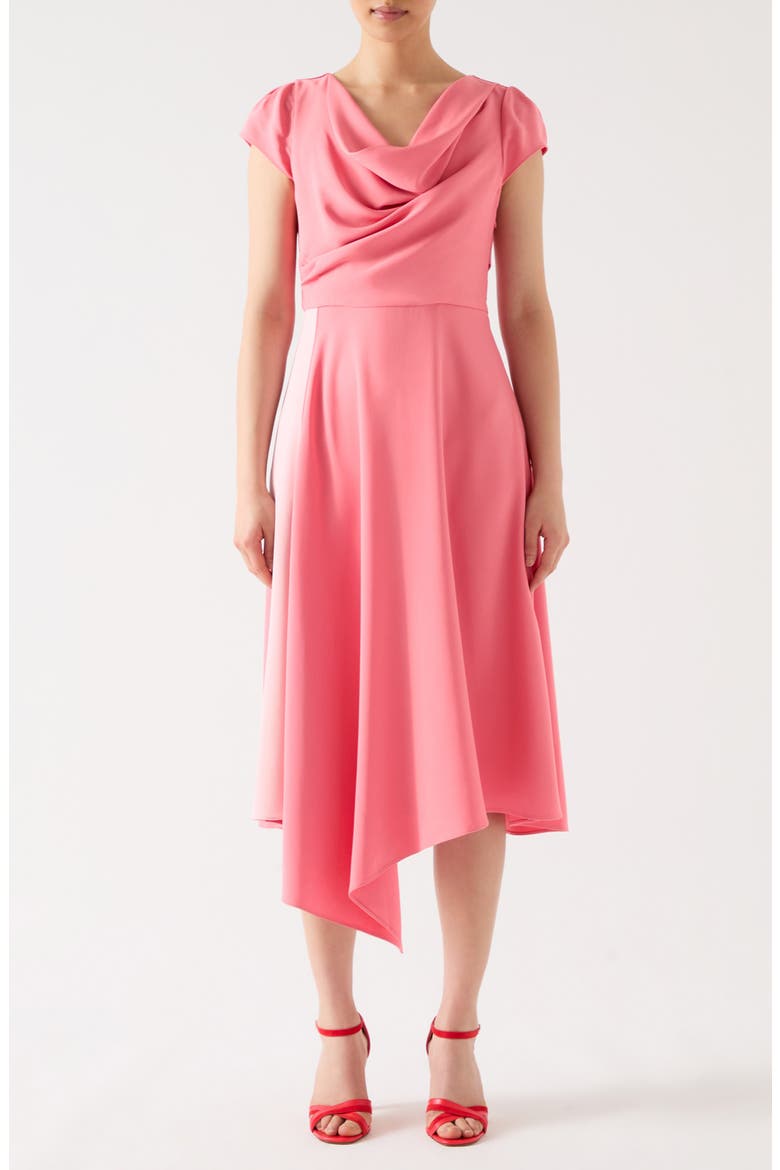 Moon Cap Sleeve Crepe Midi Dress, Main, color, PINK