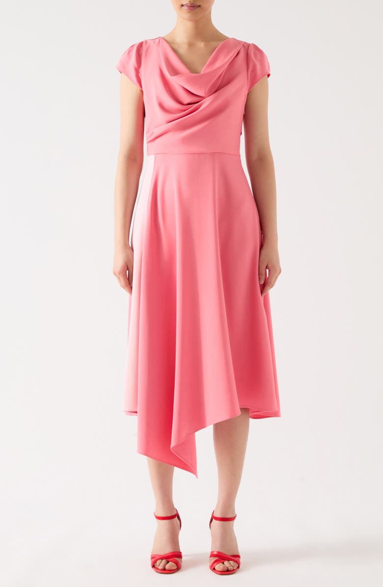 LK Bennett Moon Cap Sleeve Crepe Midi Dress, Main, color, Pink